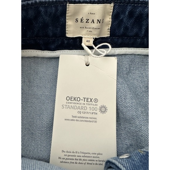 New Sezane Womens June Alexane Patchwork Skirt Size 40 US 8 Midi Straight Button - Picture 3 of 13